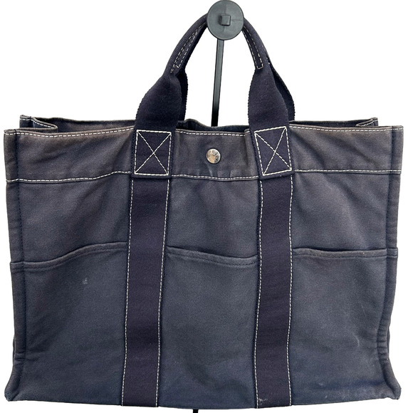 1015 HERMÈS Toile Fourre-Tout MM Tote Slate - Picture 1 of 6